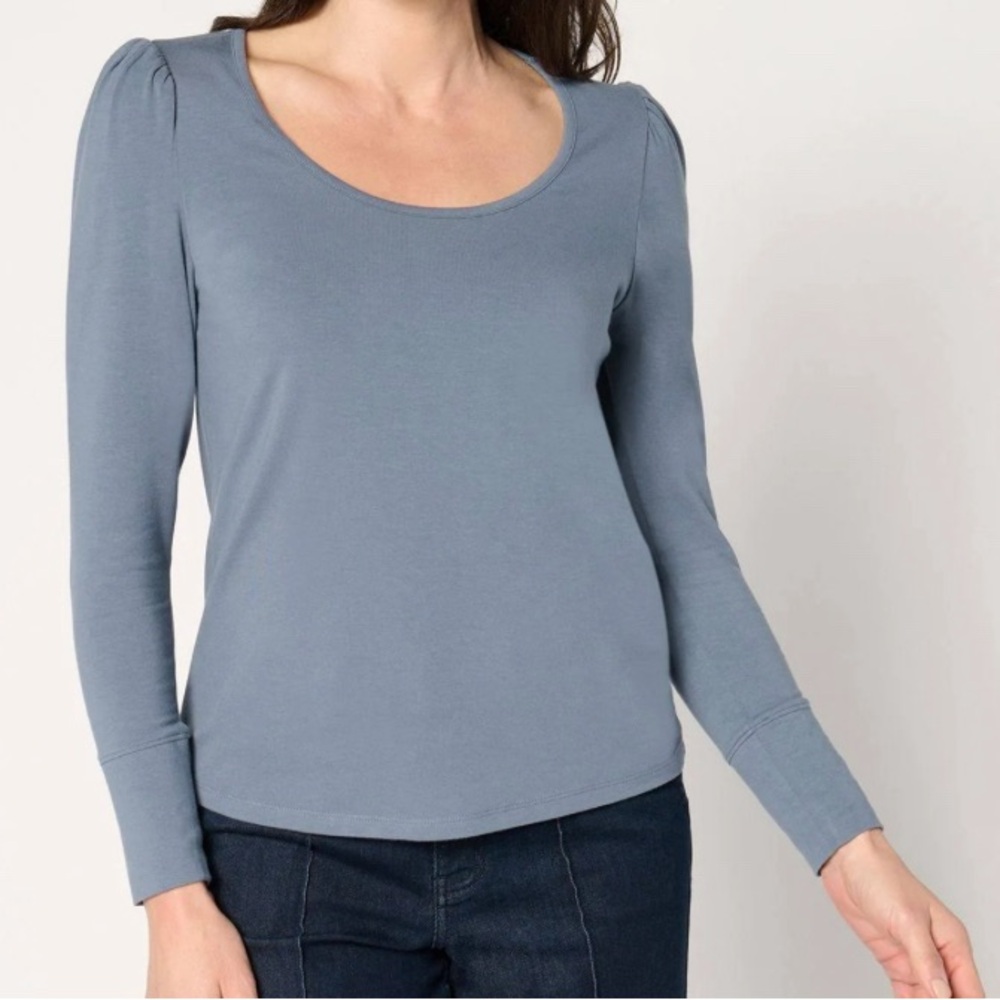 New Me by Jennie Garth Oakley Knit Scoop Neck Top Creek Blue size 1X